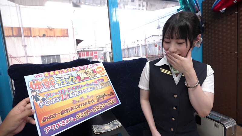 美脚キャビンアテンダントが恥闇バイト 穴開き黒パンスト・膣コキ騎乗位！ シートから落ちずに射精させれば賞金10万円！何度もイッて、果てしなく中出しをおねだりしちゃうなんて！撮って出し！マジックミラー号～陽菜編～ サンプル 1