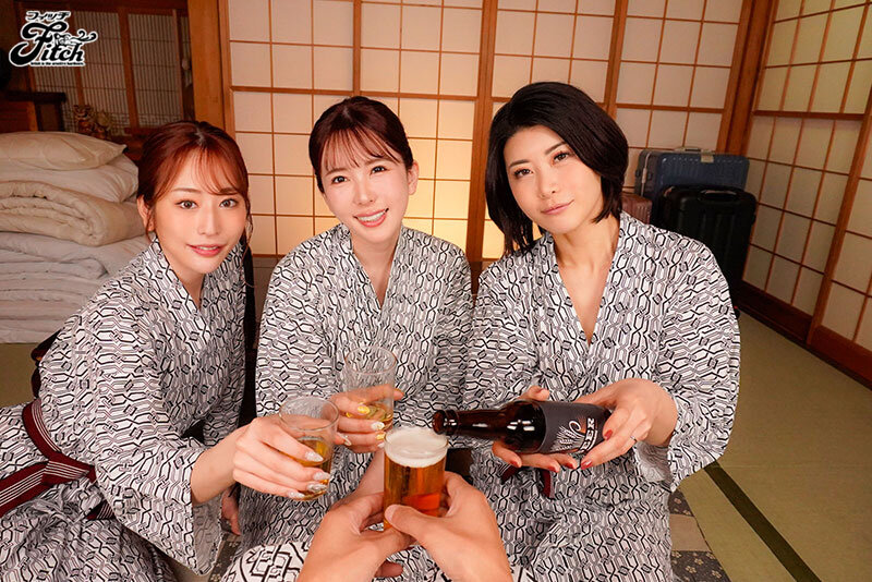 【VR】【Fitch高画質8K肉感VR】 めちゃ欲求不満のほろ酔い巨乳妻3人と民宿で相部屋！ 波多野結衣 菊乃らん 推川ゆうり サンプル 3