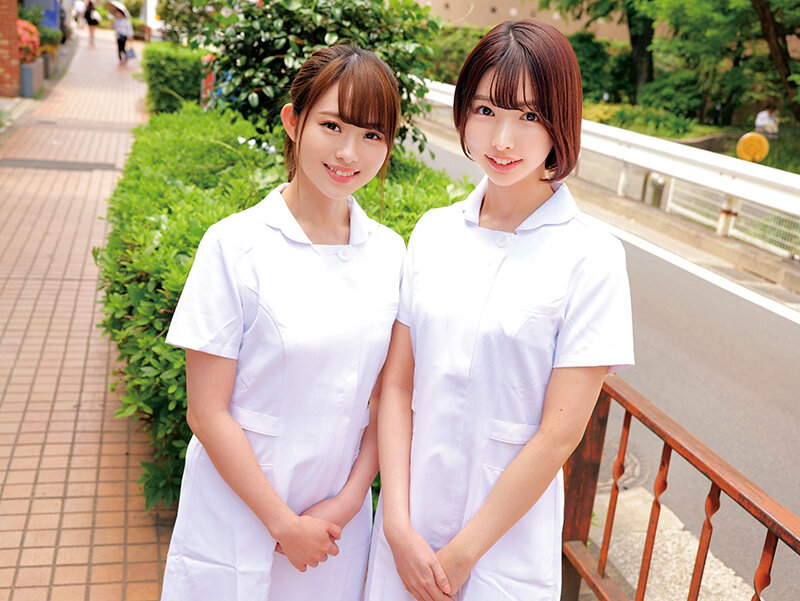 【童貞君を探し出して筆おろしセックス出来たら100万円！？】親友の素人娘2人が童貞求めてはじめての逆ナンパ！！りのゃん じゅんちゃんWカワイイ看護師さん！オナニーじゃないと射精できない遅漏チ○ポを気持ちよーく改善治療///W白衣の天使がヌキヌキハーレムご奉仕//… サンプル 1