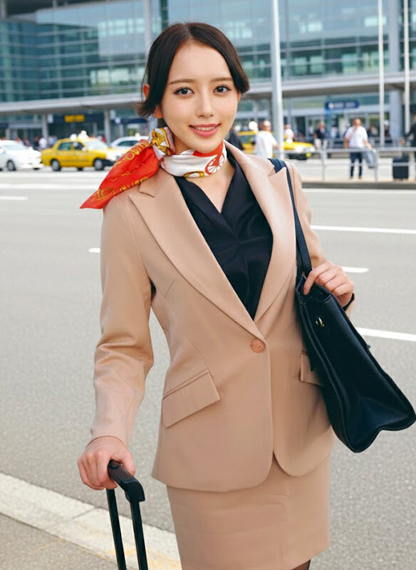 大手航空会社のキャビンアテンダントと童貞君が黒パンスト直穿き素股で超発情！？黒パンスト越しの童貞デカチン先っぽ3cm挿入！敏感なオマ○コの入り口をグリグリされて奥まで挿れて欲しくなっちゃったCAさんが生ズボッ筆おろし//優しくも腰振るガニ股騎乗位で連続仰け反り… サンプル 1