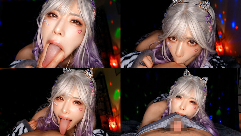 爆乳舌長コスプレイヤーのねっとりナメクジ淫語責め サンプル 3
